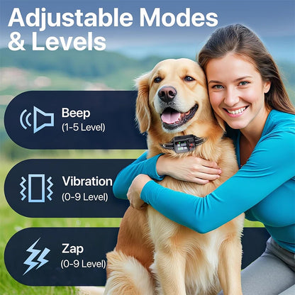 2025 Upgrade Pet GPS Wireless Electronic Fence Dog Fence and Barking Stopper, Dog Trainer Training Electric Shock Collar