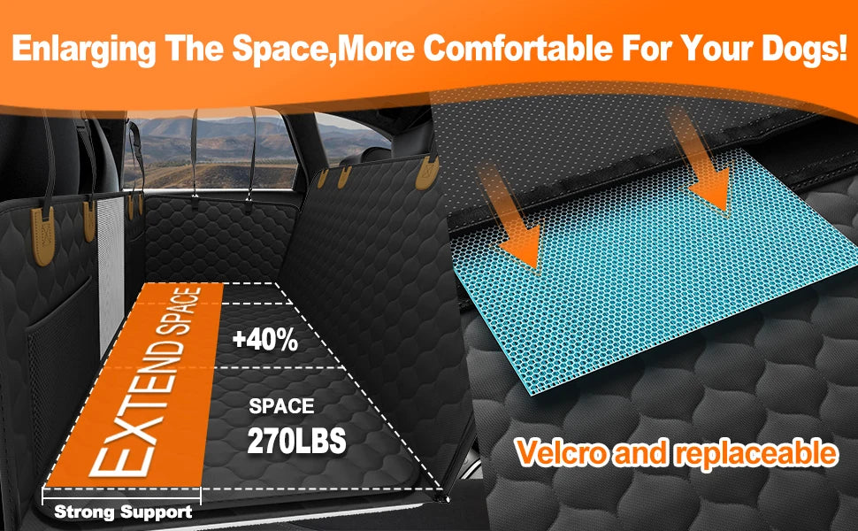Waterproof Pet Travel Accessories Foldable Dog Car Seat , Car Pet Seat Safety Hammock, Trunk Mat, Car Rear Back Seat Protector