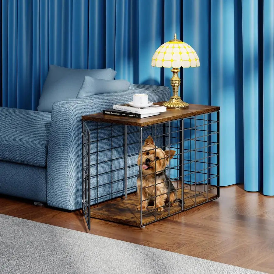 Extra Small Dog Crate, Furniture Stylish Durable Indoor Dog Kennel with Storage Top, Secure Lock