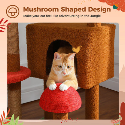 Cat Tree, Floor to Ceiling, Cat Tower Adjustable Height with Cat Condo, Cozy Hammock and Scratching Post