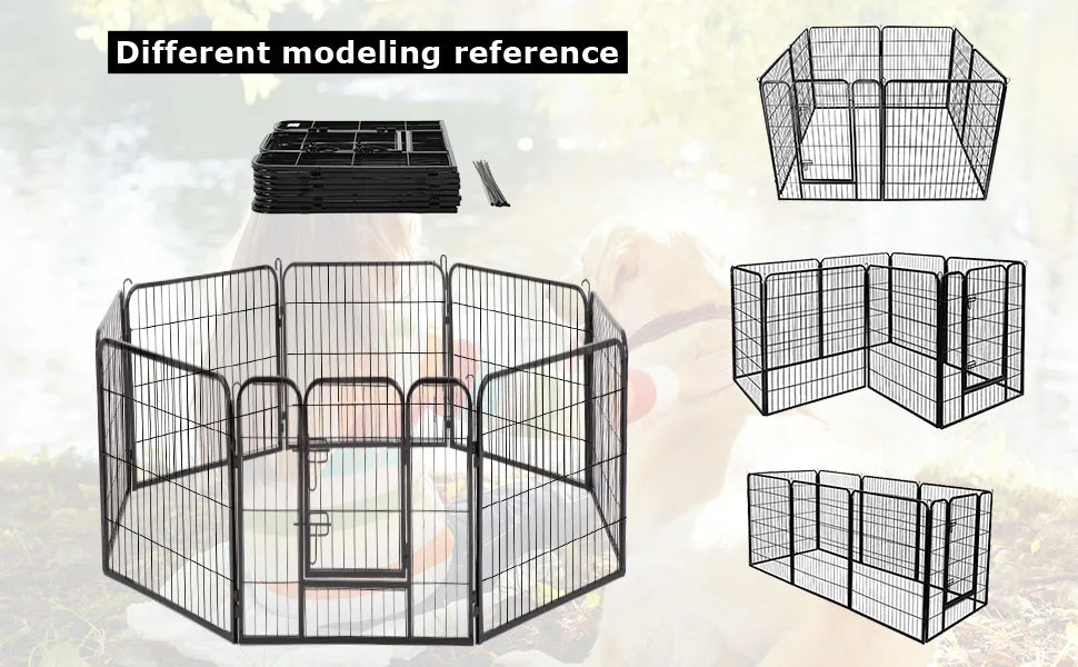 Dog Playpen | 40 Inch, 8 Panels | Heavy Duty Metal Pet Exercise Pen | Indoor Outdoor Fence Panels | Rust-Resistant, Removable