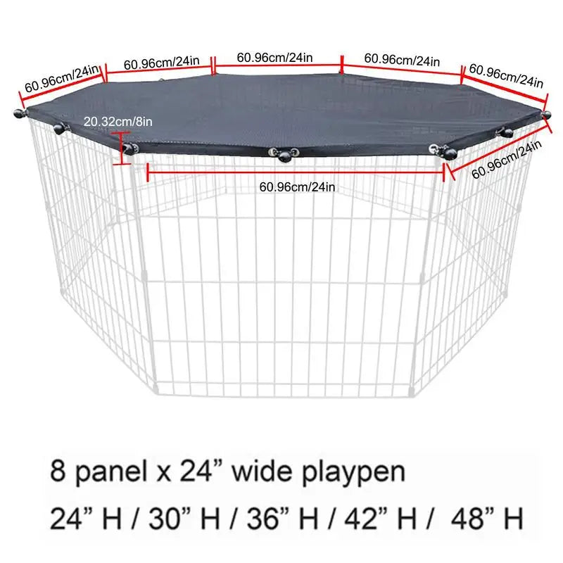 Dog or Puppy Playpen Covered from Sun and Rain, Rain Proof Cover,  Fits 8 Panels Dog Pen For Outdoor or Indoor, Escape-Proof