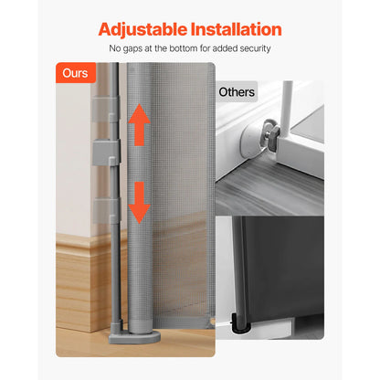 SucceBuy 55/71/110in Retractable Gate , 34in Tall , Extends Wide and Retractable Gate for Kids and Pets , Mesh Material , Easy to Install