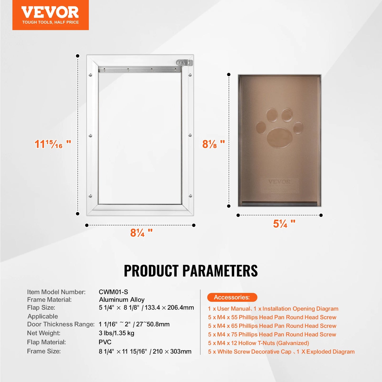 SucceBuy Pet Door Aluminum Frame with Lock and Flap System, Weatherproof Doggy Door Easy to Install in Interior or Exterior Doors