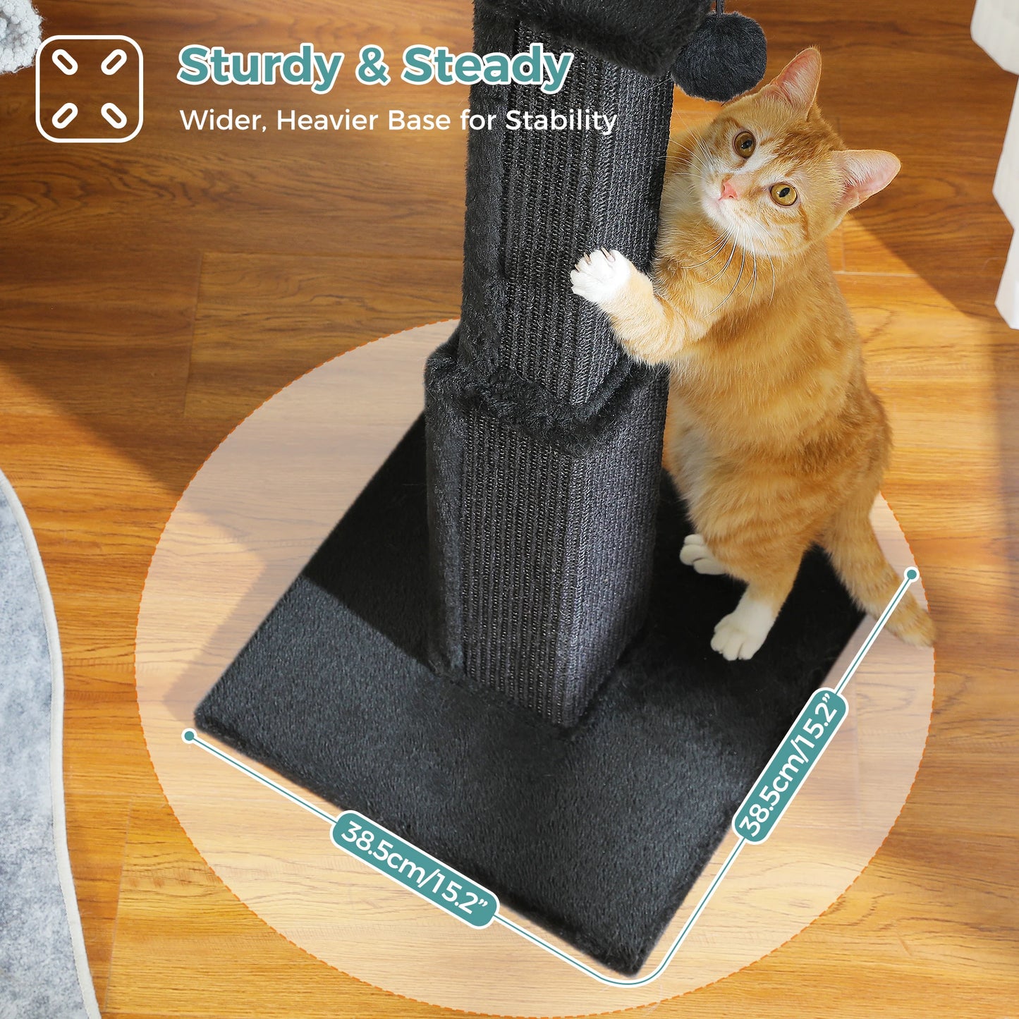 Large Cat Scratching Post for Indoor Cats, Ultimate Scratch Post with Woven Sisal Dangling Ball