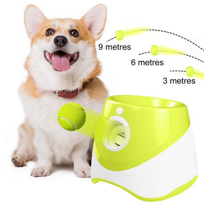 Pet Prime Automatic Dog Ball Thrower, Launcher, Interative Dog Fetch Machine with 3 Tennis Balls for Indoor/Outdoor Throwing Game