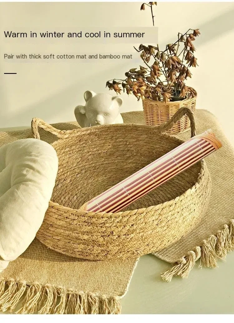 All Seasons Pure hand-woven rattan cat nest,  universal warm pad is removable and washable
