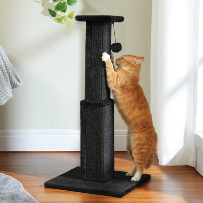 Large Cat Scratching Post for Indoor Cats, Ultimate Scratch Post with Woven Sisal Dangling Ball