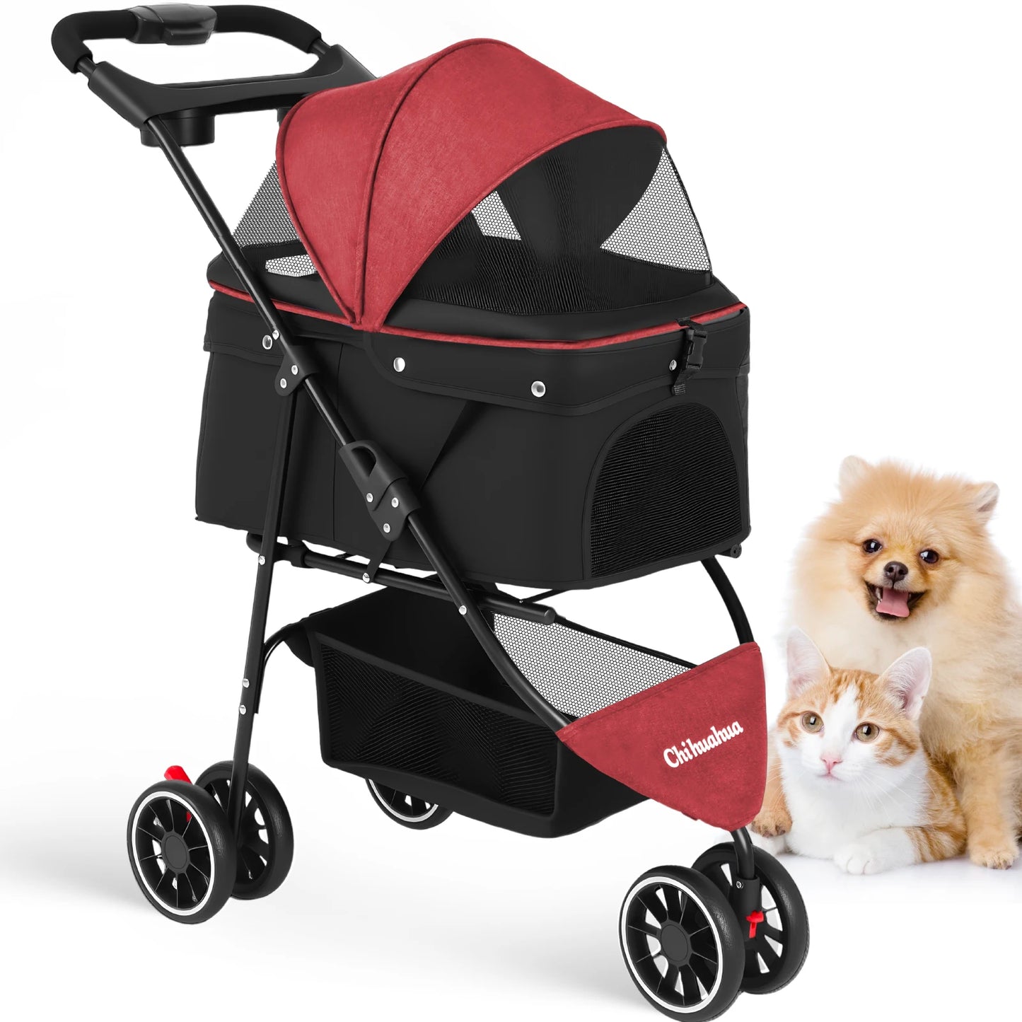 Pet Stroller For Small Puppy, Dogs & Cats, Travel Portable Dog Stroller,  Foldable