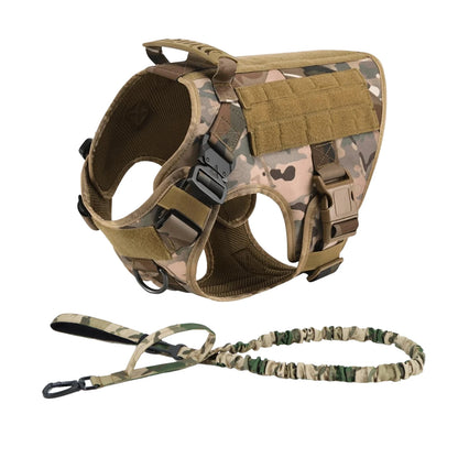 Tactical Dog Harness Collar Leash Molle Pouches For Medium and Large Dogs, Walking Vest Dog Harnesses