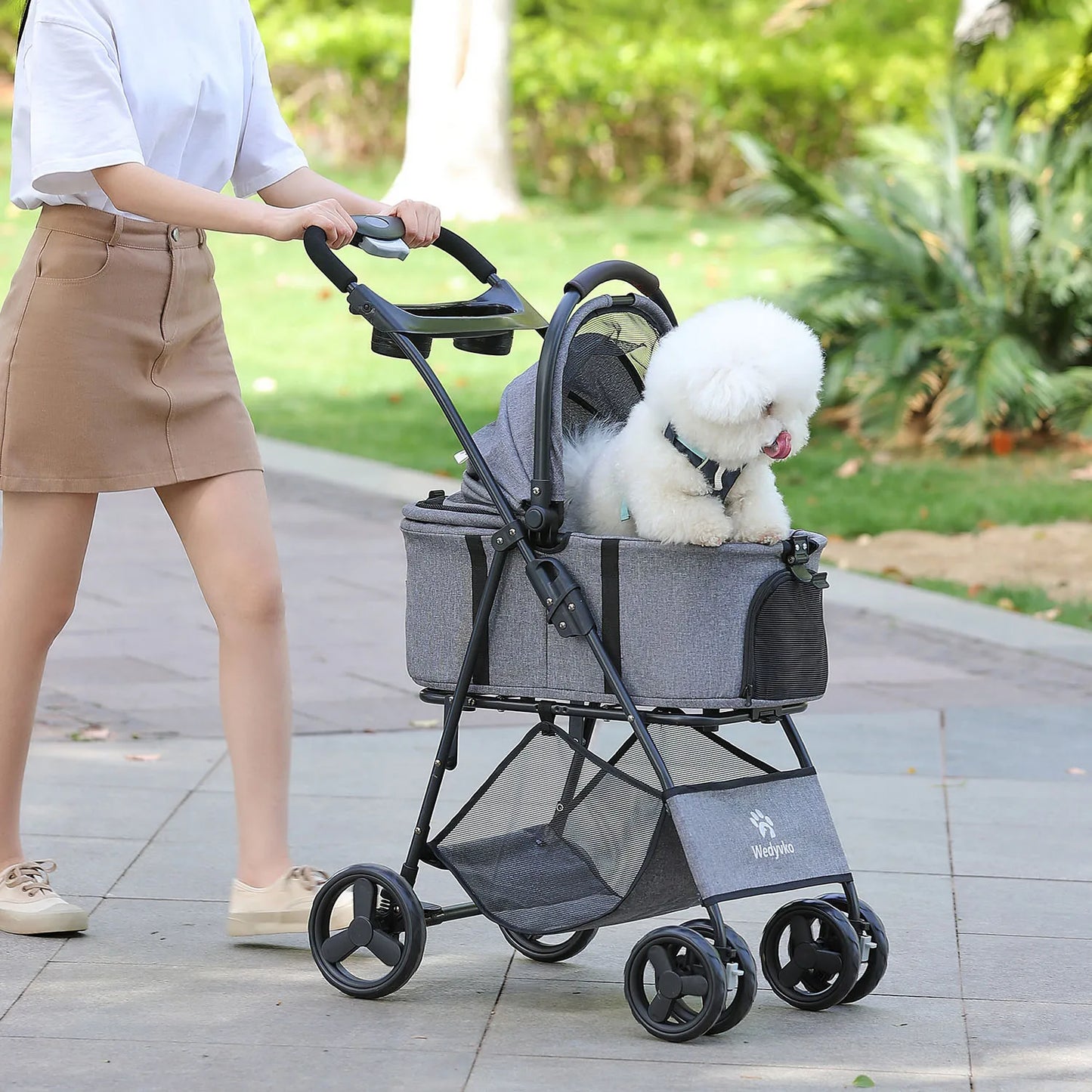 3 in 1 Pet Stroller with Removable Carrier, Folding Stroller for Small/Medium Dogs and Cats, Waterproof, All-Terrain