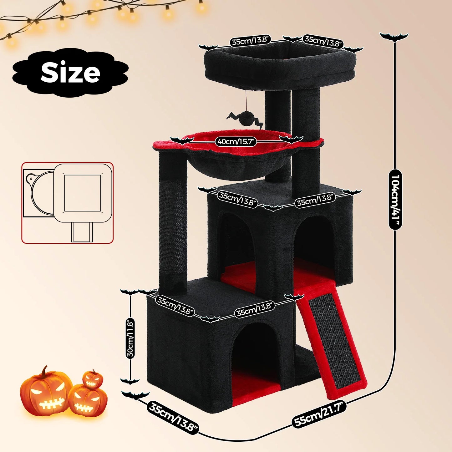 Large Cat Tree for Indoor Cats, Multi-Level Cat Tower with Sisal Scratching Post, 2 Spacious Condo, Cat Scratching Pad