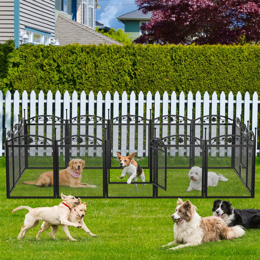 8 Panels DIY Heavy Duty Dog Playpen, Pen Outdoor or Indoor, Dog, Puppy Metal Fence with Waterproof Fertility Pad for Whelping,Training