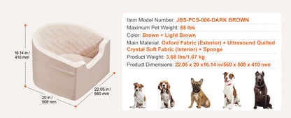 Dog Car Seat Waterproof Dog Booster Seat, Pet Car Seat with Clip-On Safety Leash, Car Bed for Medium or Large Dog