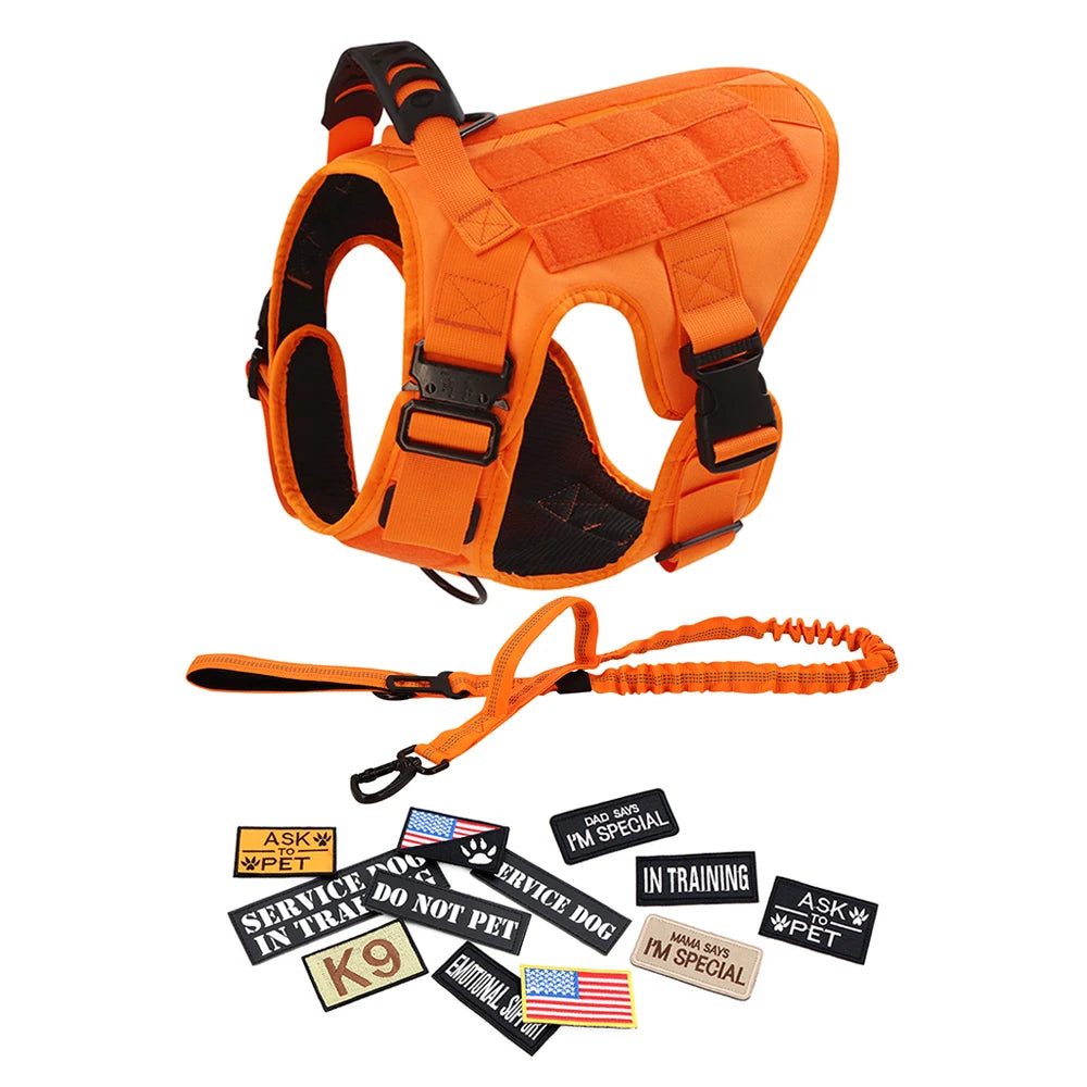 Military Pink Camouflage Dog Harness For Large and Medium Dogs , Adjustable Tactical Training Vest