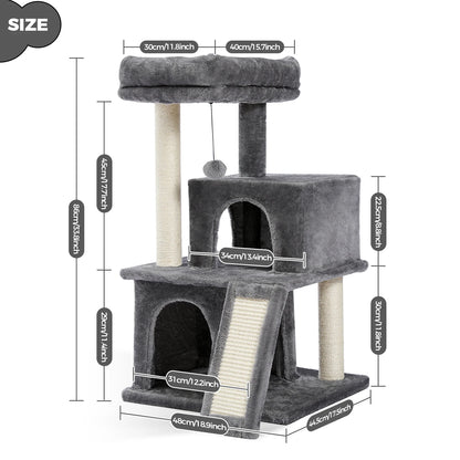 Large Cat Tree for Indoor Cats, Multi-Level Cat Tower with Sisal Scratching Post, 2 Spacious Condo, Cat Scratching Pad