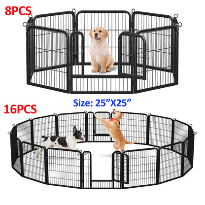 Dog Playpen with Door, Outdoor/Indoor Foldable Metal Pet Fence, Heavy Duty Exercise Pen for Yard, RV Camping