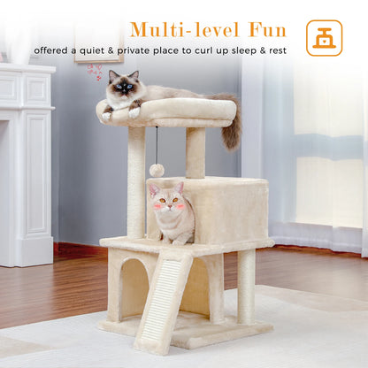 Large Cat Tree for Indoor Cats, Multi-Level Cat Tower with Sisal Scratching Post, 2 Spacious Condo, Cat Scratching Pad