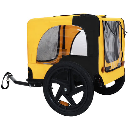 Foldable Pet Bike Trailer, Dog Bicycle Cart with Quick Release Wheels, Non-Slip Floor and, Safety Leash for Small or Medium Pets