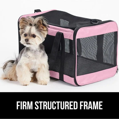 Cat Carrier Travel Bag Up to 15 Lbs,  Collapsible Small Dog Carriers, Top and Side Entry Breathable Mesh