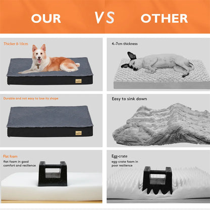 Large Orthopaedic Dog Bed Waterproof Cushion, Pet Mattress 2 In 1 Pet Dog Crate Bed with Removable Washable Cover Indoor Outdoor