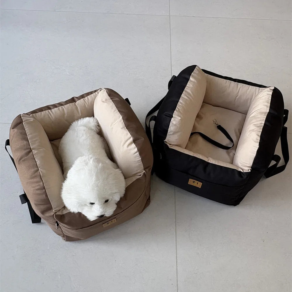 Dog Car Seat with Safety Belt, Four Season Universal Pet Nest Cushion, Washable Dogs, Cats, Sofa Bedding Travel Mattress