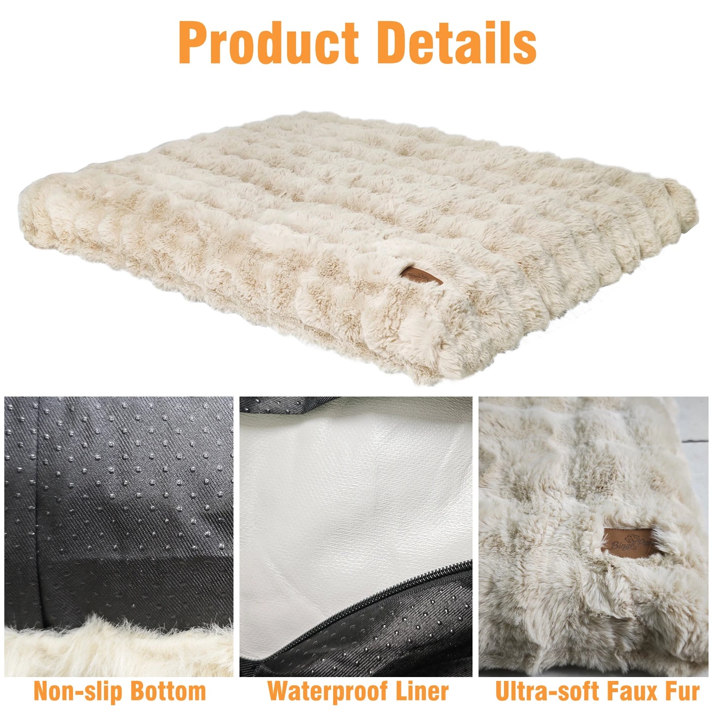 Ultra Plush Dog Bed ,Large Dog Crate Puppy Mattress, Washable Mat