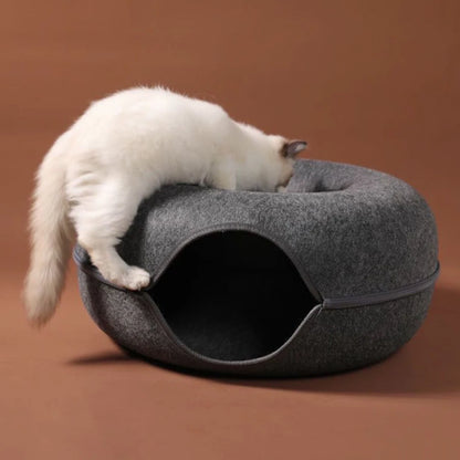Felt Donut Bed for Cats or Small Dogs House With Breather Hole,  Dog Bed,  Interactive Play Toys for Cats to Hide 2 in