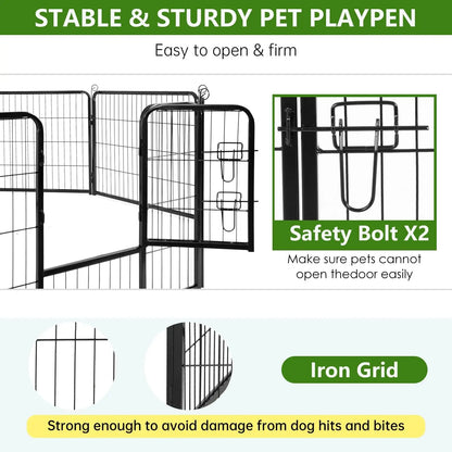 Dog Playpen | 40 Inch, 8 Panels | Heavy Duty Metal Pet Exercise Pen | Indoor Outdoor Fence Panels | Rust-Resistant, Removable