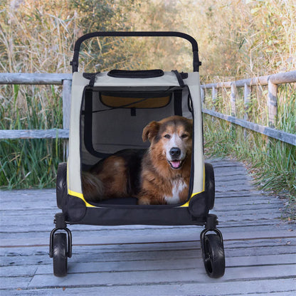 Premium Dog Stroller Pram 4 Wheel Foldable Cart, Pet Jogger Wagon for Small, Medium or Large Dogs