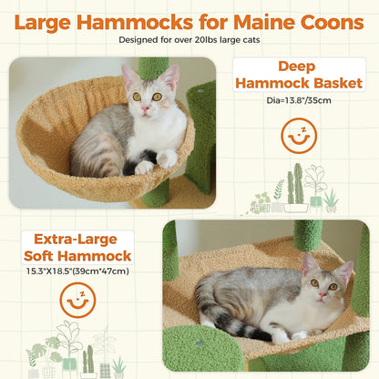 Tall Cat Tree for Indoor Cats, Big Cat Tower with Super Large Hammock, Cat Climbing Tree with Scratching Posts, Condo House Black