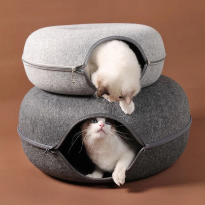 Felt Donut Bed for Cats or Small Dogs House With Breather Hole,  Dog Bed,  Interactive Play Toys for Cats to Hide 2 in