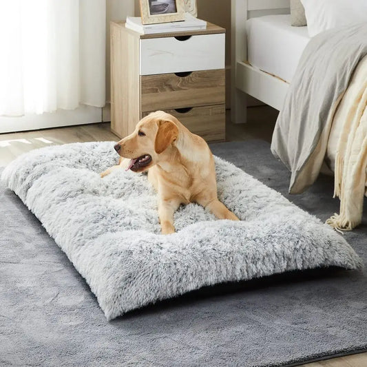 Dog Beds for Large Dogs, Plush Dog Crate Bed, Fluffy and Cozy Kennel Pad for Sleeping with AntiSlide