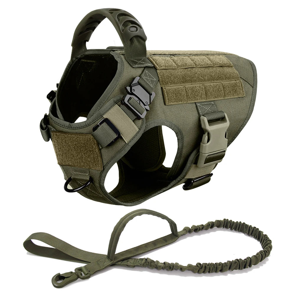 Tactical Dog Harness, Leash Set for Large Dogs, Military Harnesses for Training and Walking or Hunting