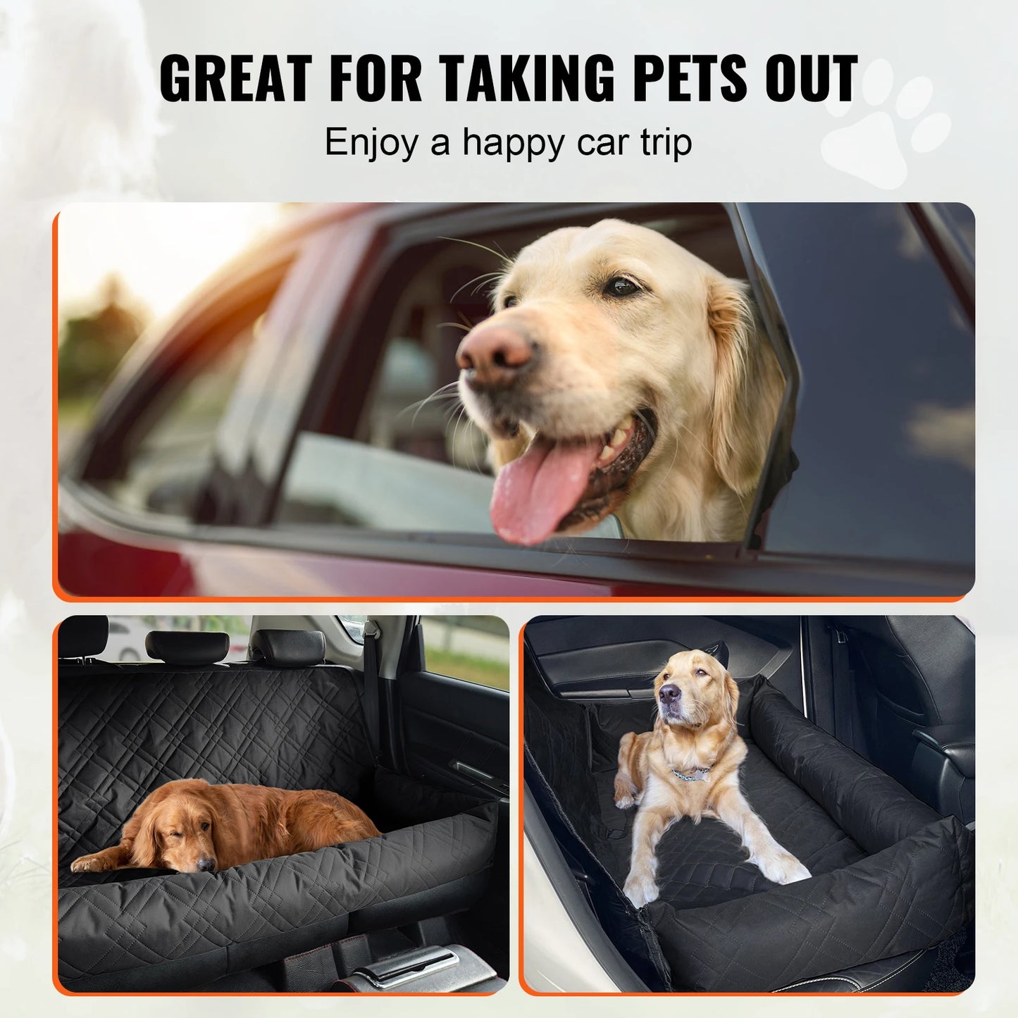 Dog Car Seat Waterproof Dog Booster Seat, Pet Car Seat with Clip-On Safety Leash, Car Bed for Medium or Large Dog