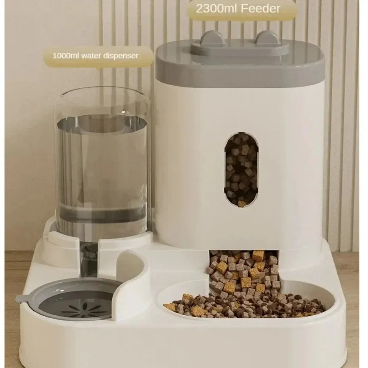Automatic Feeder Dog or Cat Food Bowl With Water Fountain, Large Capacity Pet Food Storage Dispenser
