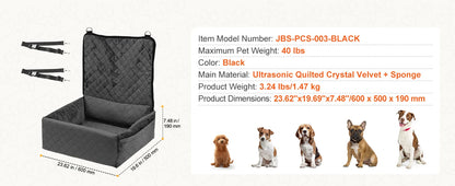 Dog Car Seat Waterproof Dog Booster Seat, Pet Car Seat with Clip-On Safety Leash, Car Bed for Medium or Large Dog