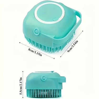 Pet Massage Brush Shampoo Dispenser Soft Silicone Brush Rubber Bristle for Dogs and Cats Shower Grooming Tool