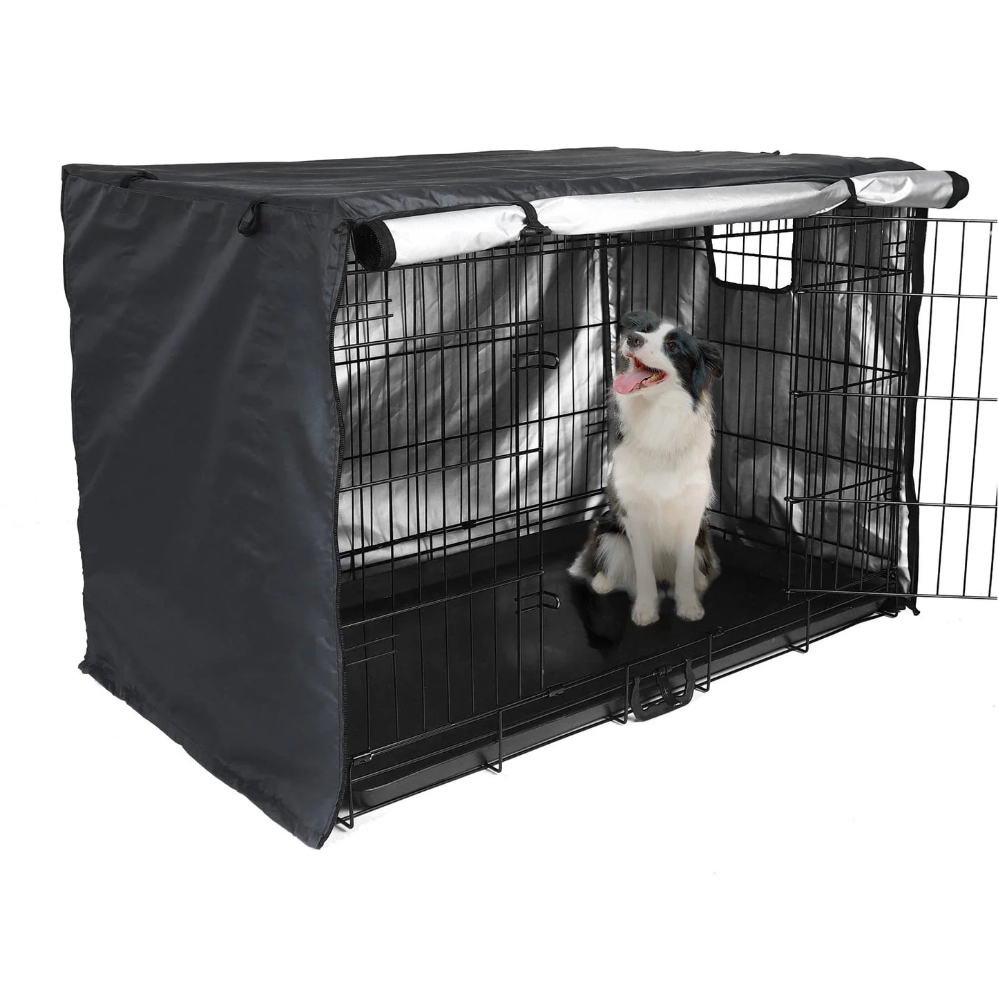 Wire Dog Crate with Cover, Double Door, Cover 42 Inches Heavy Duty Oxford Fabric