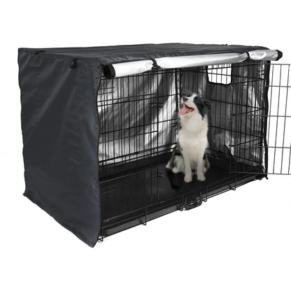 Wire Dog Crate with Cover, Double Door, Cover 42 Inches Heavy Duty Oxford Fabric
