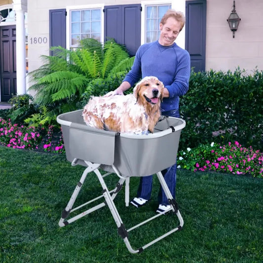 Elevated Dog Bath Tubs for Bath, Foldable Pet Dog Bathing Station, Adjustable, Ideal For Medium To Large Pets