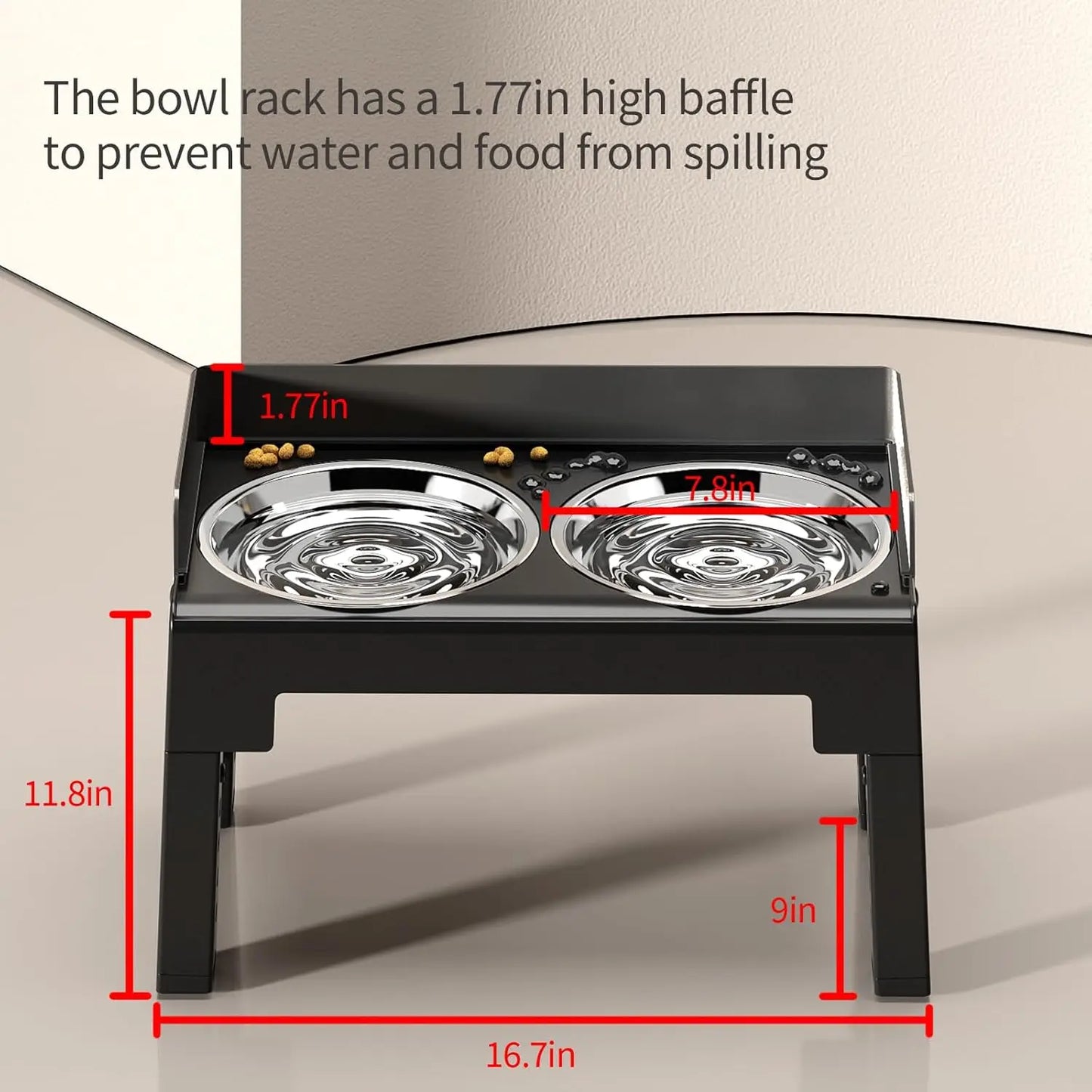 Adjustable Height Tiltable Dog Feeder with Spill-Proof Bowls for All Breeds