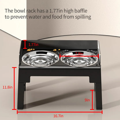 Adjustable Height Tiltable Dog Feeder with Spill-Proof Bowls for All Breeds