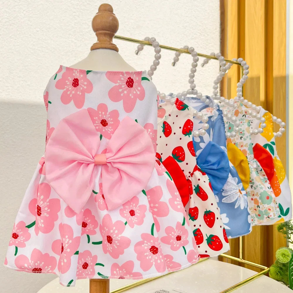 Dog Princess Dress,  Cute Printed Bow Lace,  Dog Dresses for Small, Medium, Puppies... Poodle , Chihuahua