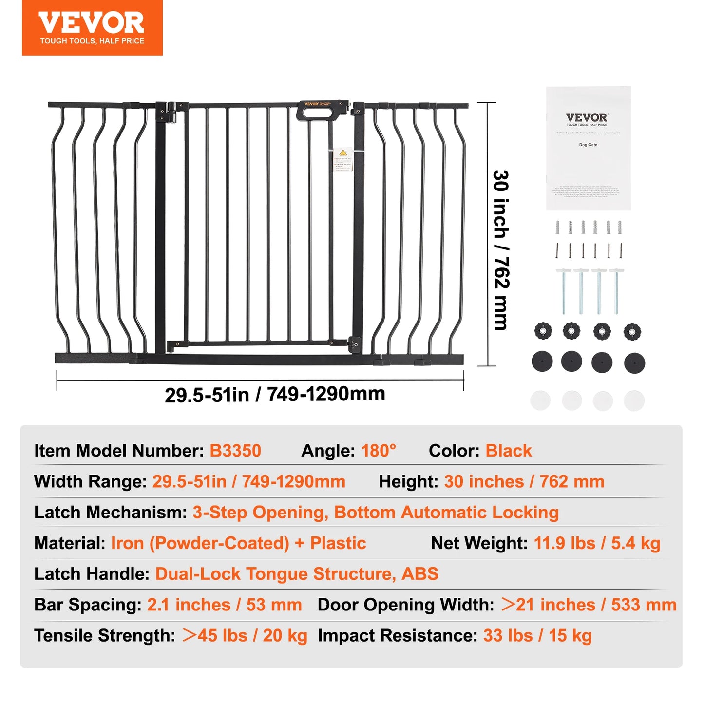 SucceBuy Baby Gate 28/30/36 Inches High, Dog Gate Easy Step Walk Thru, Child Pet Security, Pressure Mount Kit w/ Wall Cups
