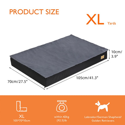 Large Orthopaedic Dog Bed Waterproof Cushion, Pet Mattress 2 In 1 Pet Dog Crate Bed with Removable Washable Cover Indoor Outdoor