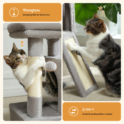 Large Cat Tree for Indoor Cats, Multi-Level Cat Tower with Sisal Scratching Post, 2 Spacious Condo, Cat Scratching Pad