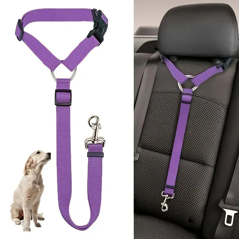 1pc Pet Dog And Cat Seat Belt, Car Headrest Restraint, Adjustable Safety Rope,