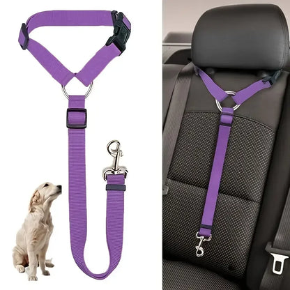 1pc Pet Dog And Cat Seat Belt, Car Headrest Restraint, Adjustable Safety Rope,