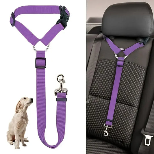 1pc Pet Dog And Cat Seat Belt, Car Headrest Restraint, Adjustable Safety Rope,